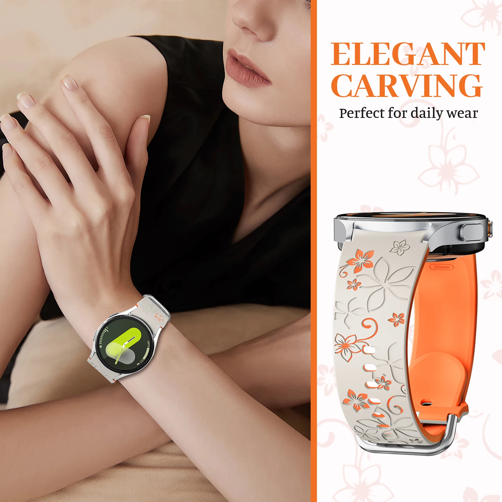 Engraved Silicone Sport Strap - No Gaps Design, Universally Adjustable
