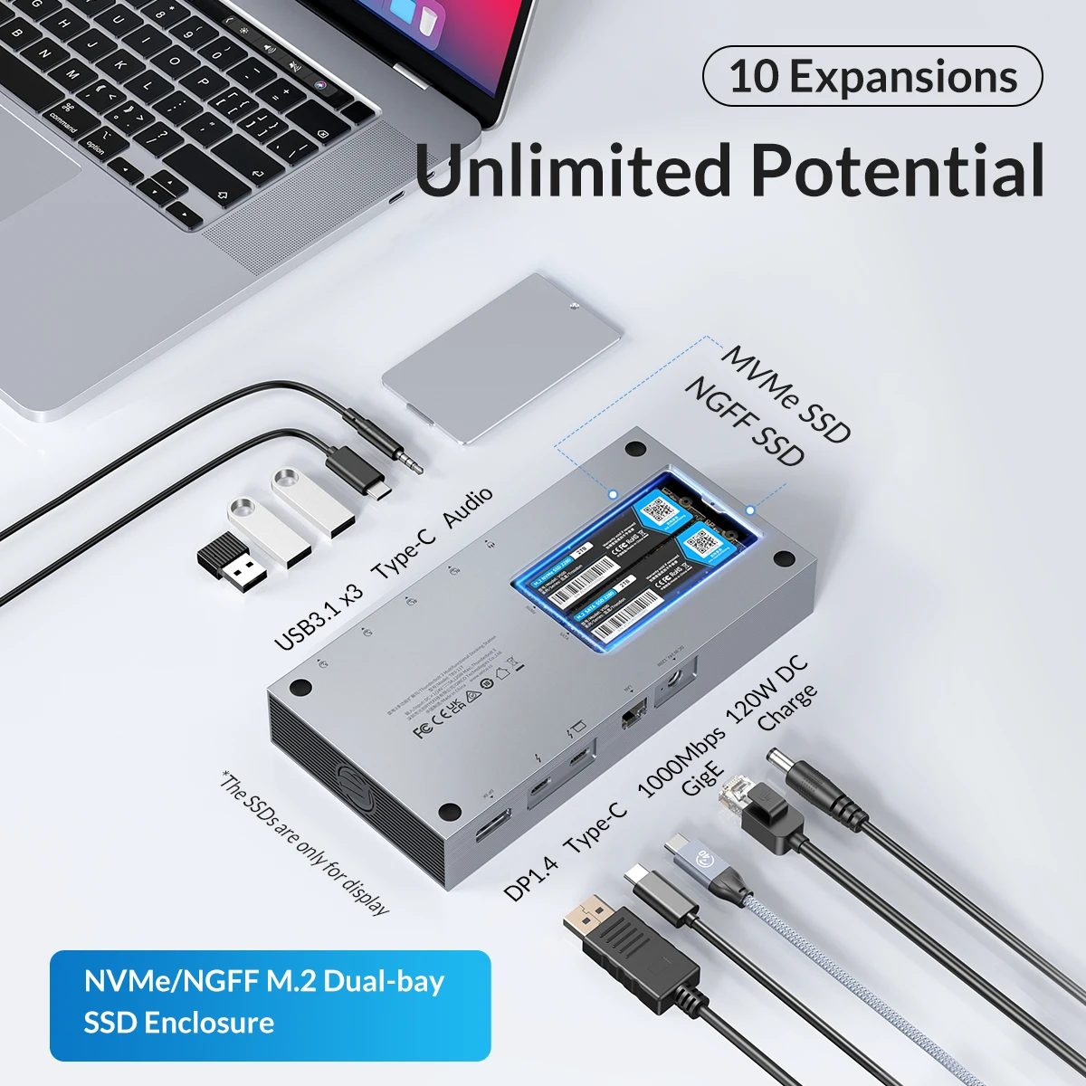 ORICO Thunderbolt 3 Dock USB C Docking Station M2 SATA NVMe