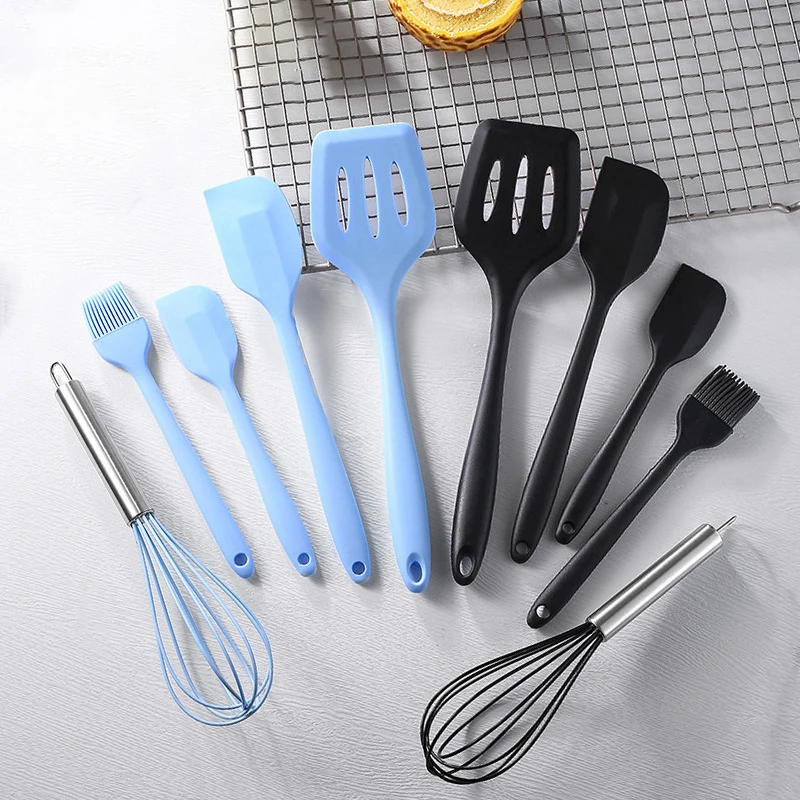 5PCS Silicone Kitchen Cooking Utensils Set Non-Stick Flexible Kitchen Tools With Cake Spatula Whisk Oil Brush And Cooking Shovel