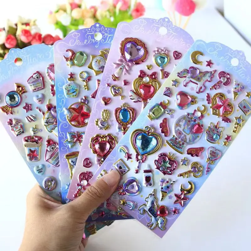 

Laser Gem Crystal Diamond Stickers Decal Girl Reward Sticker Kids DIY Decoration Phone Case Sticker Girls Crystal Stickers Toys