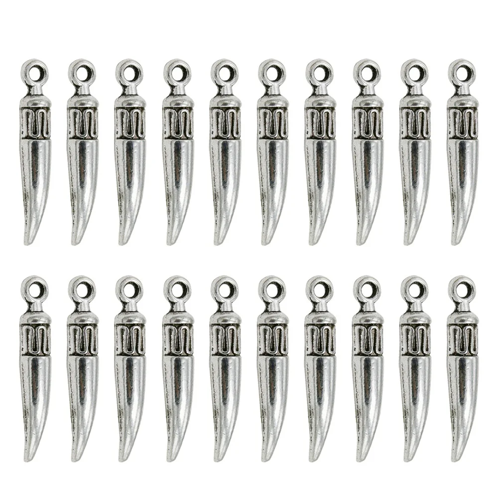 

20pcs Chili Shape Alloy Pendants Charms DIY Jewelry Making Accessory for Necklace Bracelet ( Silver)
