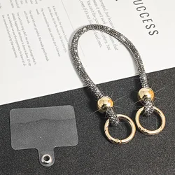 Sparkling Crystal Rhinestone Phone Lanyard - Bright Anti - Lost Shoulder Strap Accessory - - (Grey 30cm)