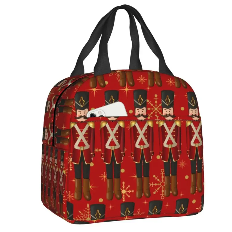 

Custom Nutcracker Toy Soldier Lunch Bag Men Women Cooler Thermal Insulated Lunch Boxes for Kids School Children