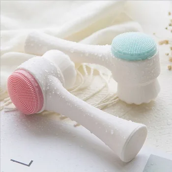 Mini Manual Facial Cleansing Brush Silicone Massage Face Brush Soft Bristles Double-Sided Handheld Cleaning Device Pore Cleaner 1