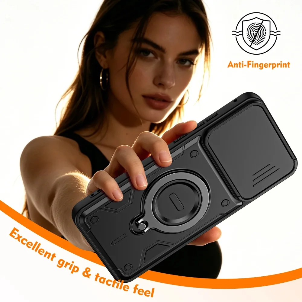 Heavy Duty 360° Rotating Holder Case with Metal Ring and Camera Protection Cover