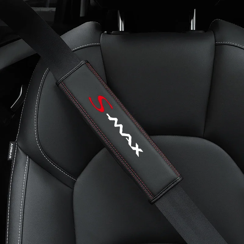 Cowhide Car Interior Seat Belt Protector Cover 1pc For Ford focus bmax smax cmax Auto Accessories seat belt covers seat belt protector