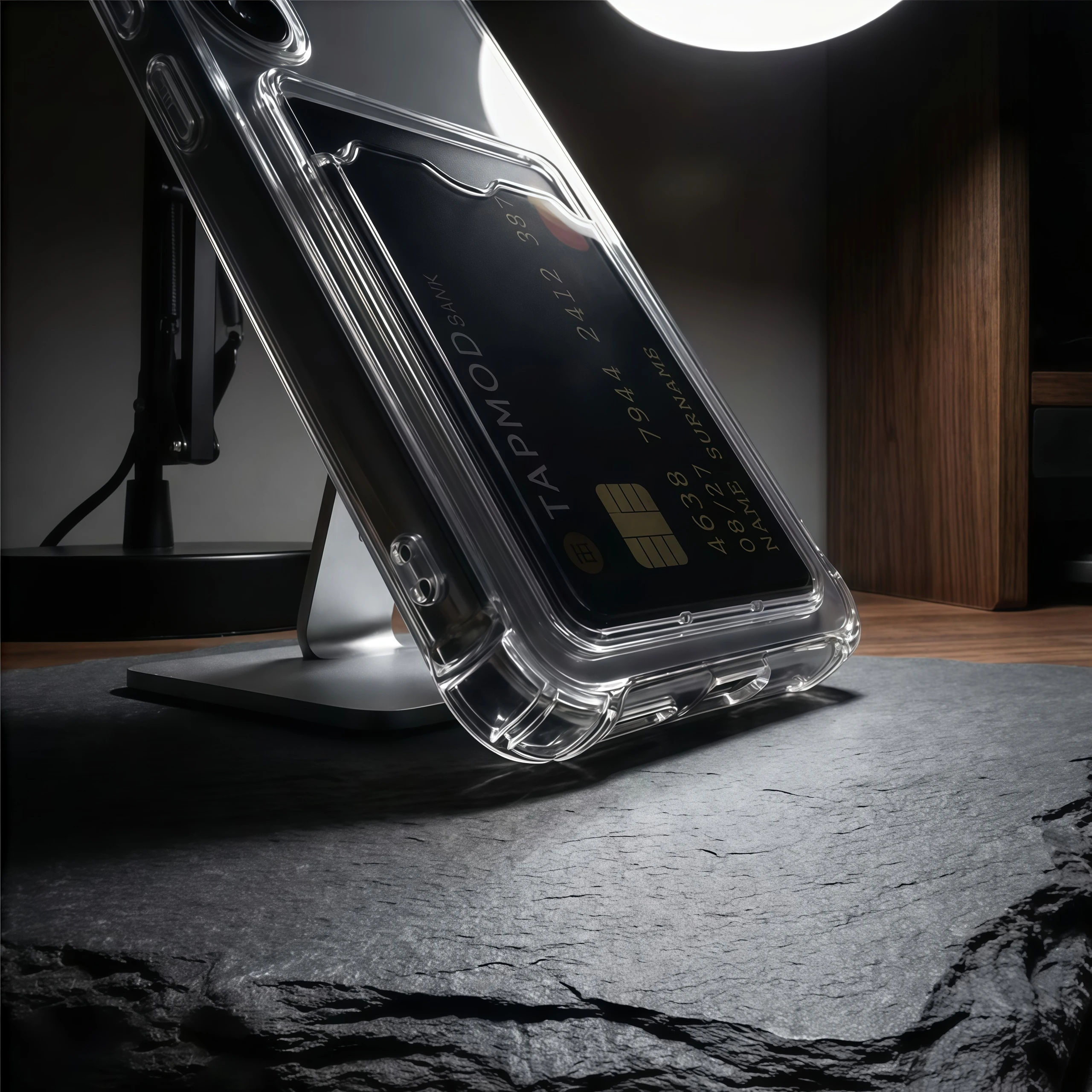Clear Shockproof Silicone Phone Case with Card Slot Back Cover