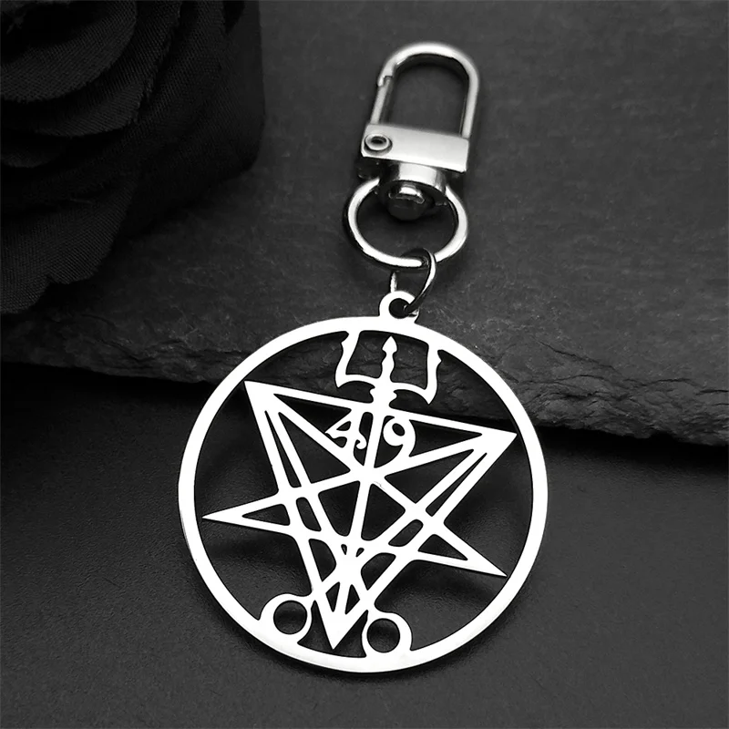 Lucifer Sigil Stainless Steel Keychain - Occult Symbol Key Ring Jewelry