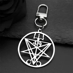 Lucifer Sigil Stainless Steel Keychain - Occult Symbol Key Ring Jewelry (B SR)