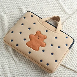 Adorable Cartoon Bear Laptop Sleeve Carrying Handbag Case - 13 -13.6 inch (Beige)