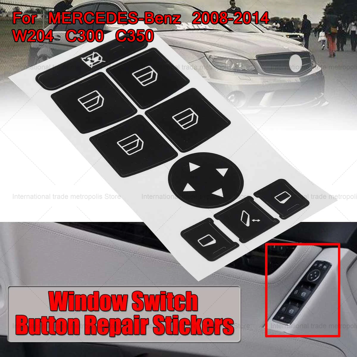 1 Pcs Car Window Control Switch Button Repair Stickers Deacal For