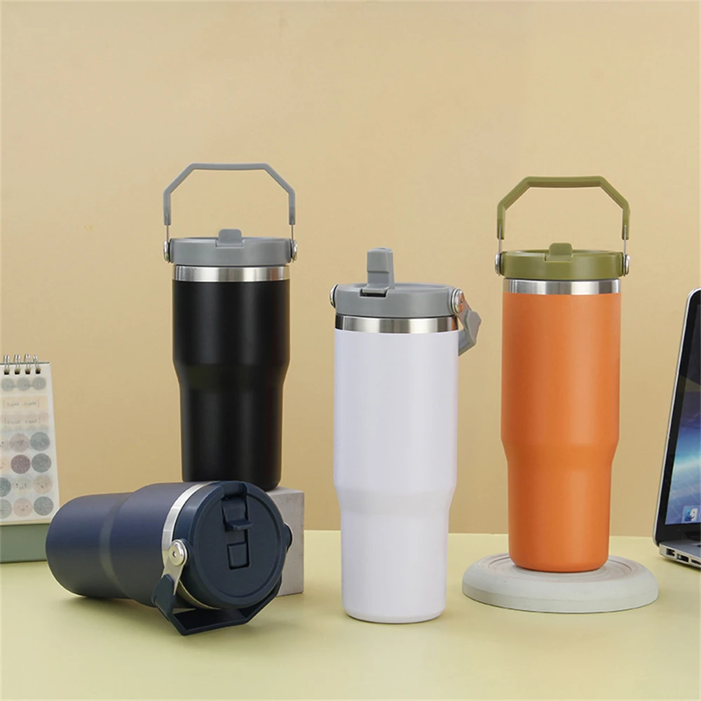 Water Bottle Stainless Steel Universal Anti-drop Portable Car Supplies Water Bottle With Straw