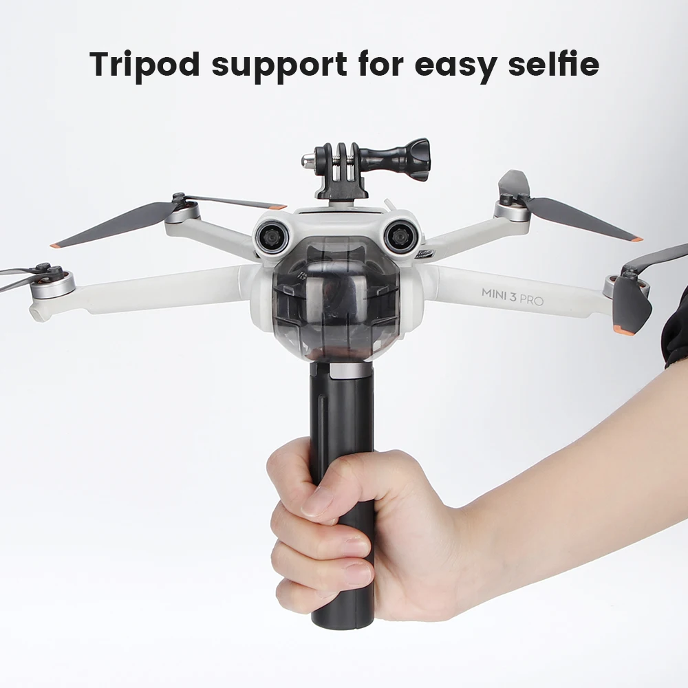 Support de caméra pour DJI Mini 3 / Mini 3 Pro et Insta360 Go 3/2 avec les deux caméras attachées en démonstration