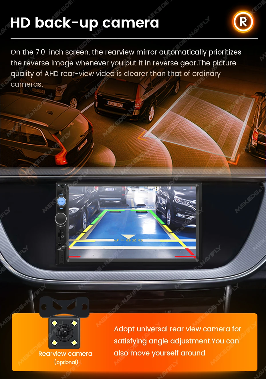 2din 7 inch Wired Carplay Android Auto Car Radio HD Touch Screen Multimedia Video Player Support BT FM USB Mirror Link Camera TF Car Stereo Video Carplay Adapter Touch Screen Display