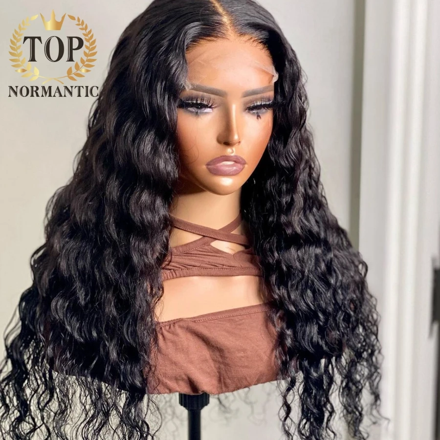 Topnormantic Nature Color 13x6 Lace Front Wigs with Baby Hair Brazilian Remy Human Hair Nature Wave Wig for Women Preplucked