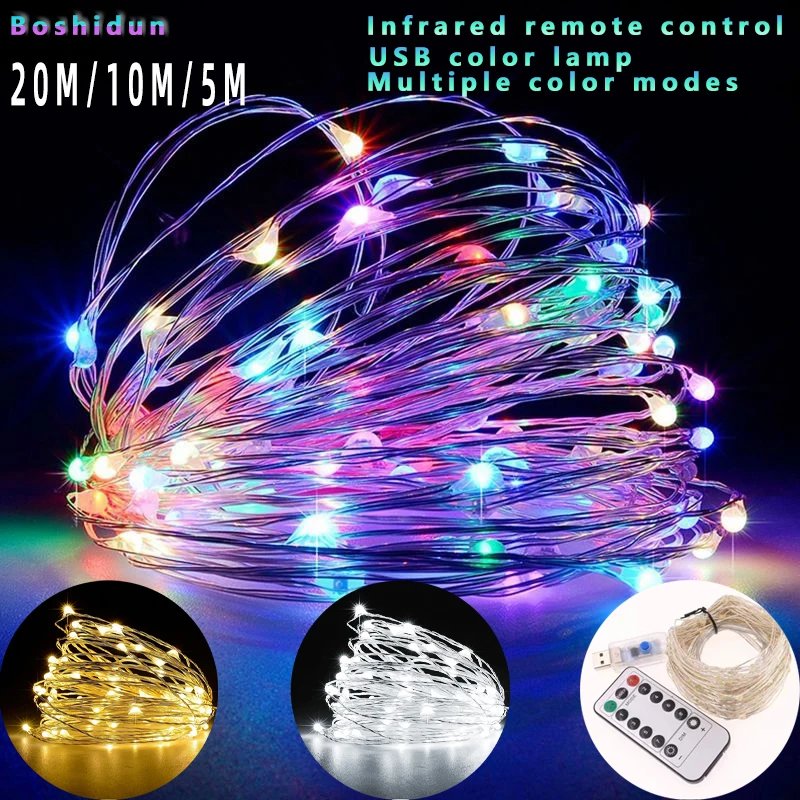 

Led Lamp String USB Remote Control Copper Wire Lamp String Multi-functional Christmas Decoration Lights 5m/10M/20M