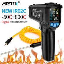 MESTEK -50-800C Digital Infrared Thermometer Temperature Meter Colorful LCD Screen Humidity Pyrometer IR02C Digital Thermometer