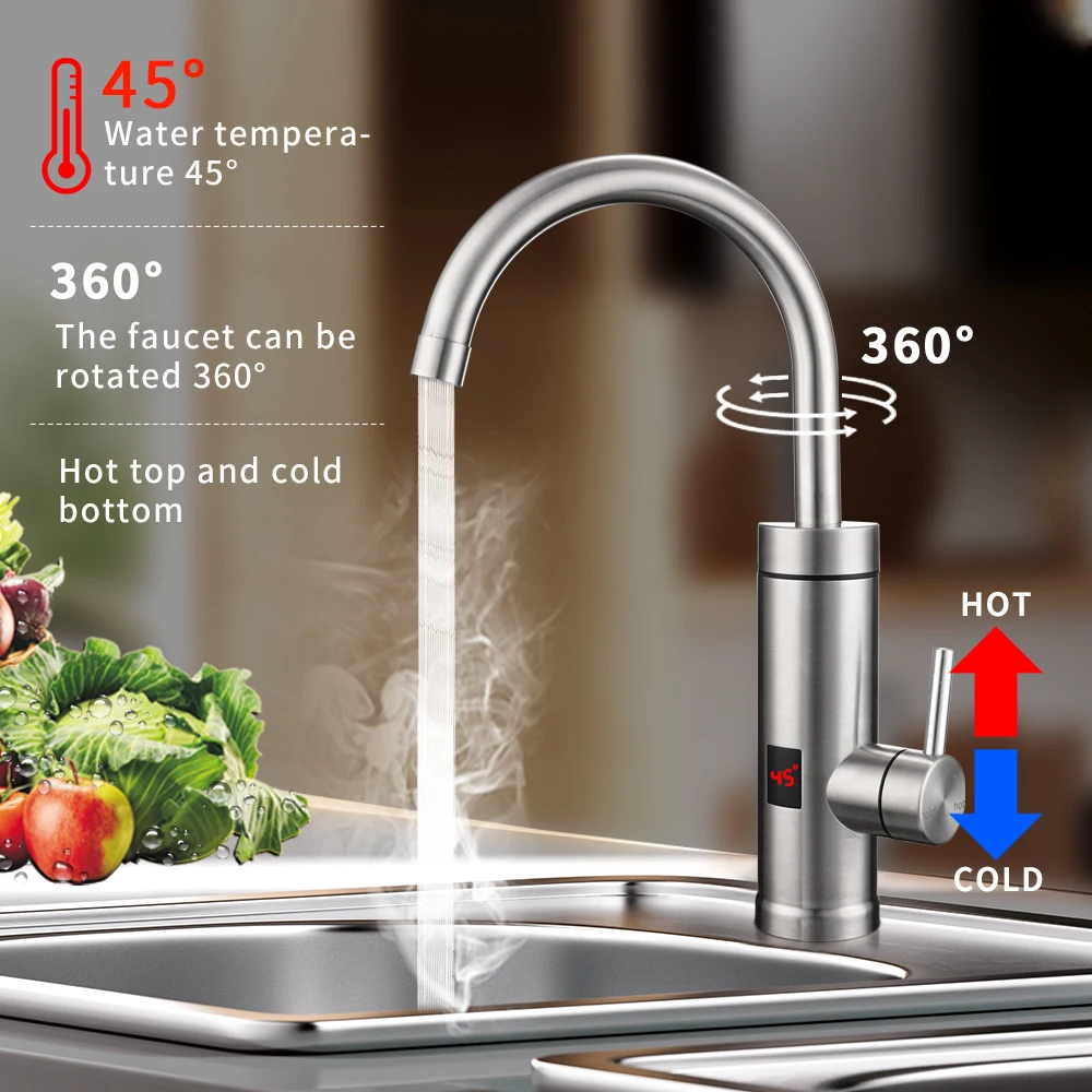 Electric Water Heater Instant Water Faucet Kitchen Hot Faucet Heater 220V