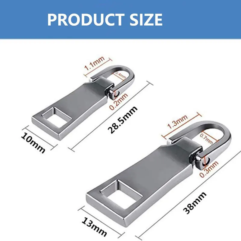 Description Picture 3 of item5Pcs Zipper Pull Replacement Metal Zipper Pull Repair Zipper Pull Tab for Luggage Suitcase Backpack Jacket Bags Coat Boots