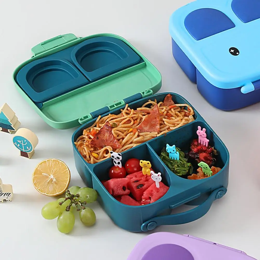 1pc Portable Microwavable Cartoon Lunch Box With Dividers