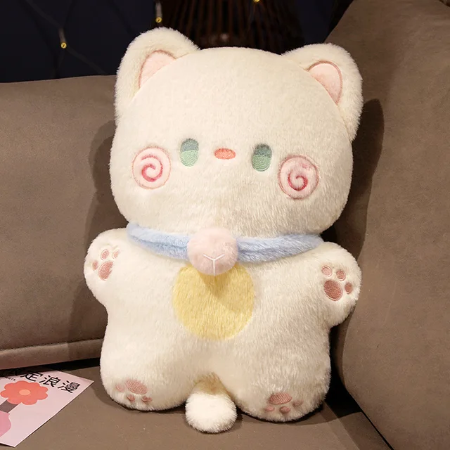 40CM Huggable Soft Cat Pillow Plush Toys Stuffed Cute Fat Fluffy Kitten Doll Bed Sleep Pillow Home Decor Gift for Children Girls