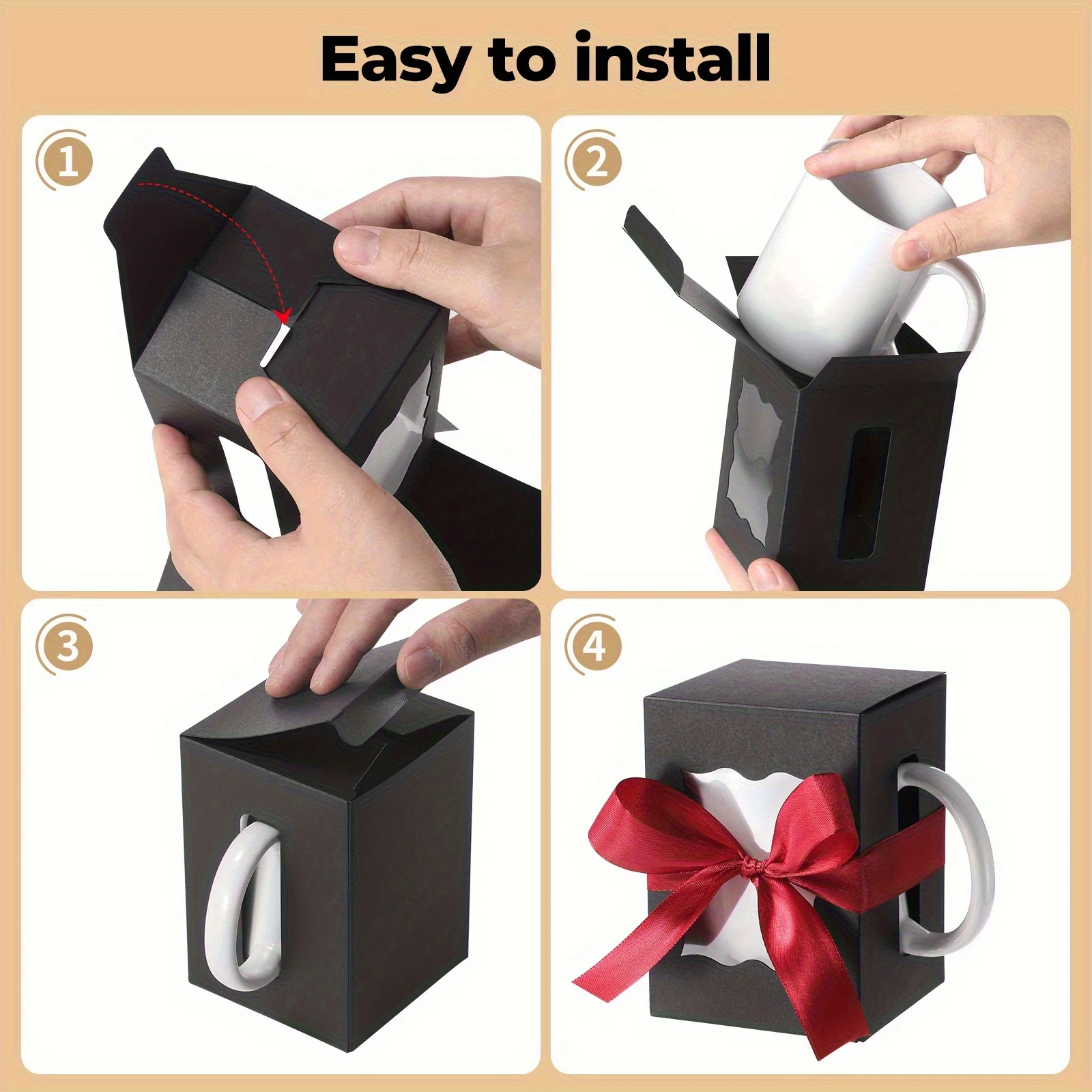 12PCS Mug Gift Boxes with 1 Roll Ribbon – Transparent Gift Packaging Box for Wrapping 1... - SKU MGB02133 - UGI Packaging