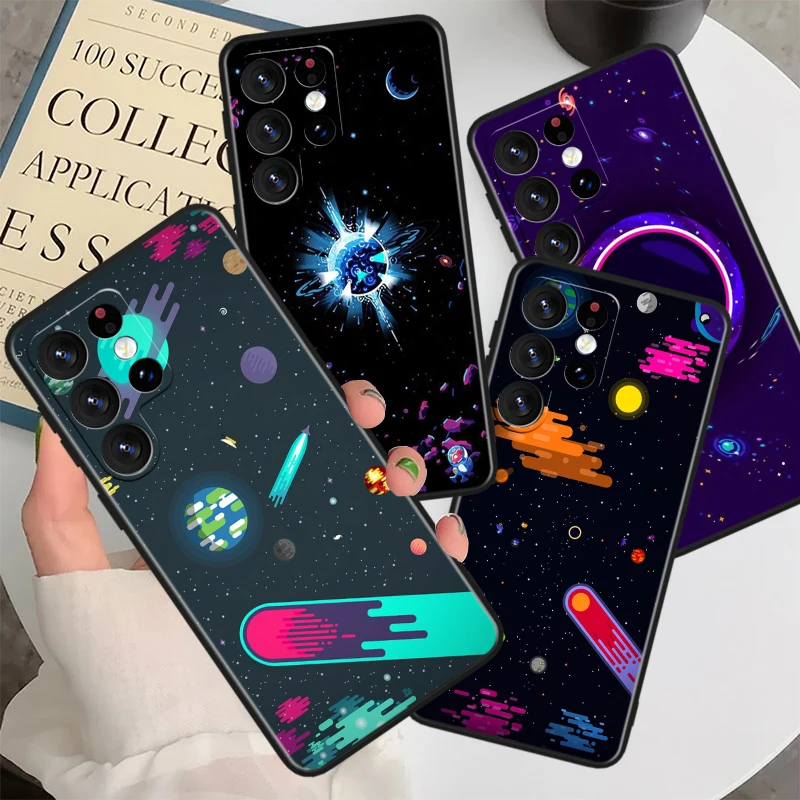 

Cosmic Planet For Samsung Galaxy S23 S22 S21 S20 FE S10 S10e S9 S8 Ultra Plus Lite Black Soft Cover Phone Case