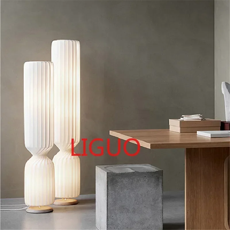 Nordic pleated Floor Lamp wabi sabi white Fabric  For Living Room Bedroom Loft Decor LED corner long strip Standing Light
