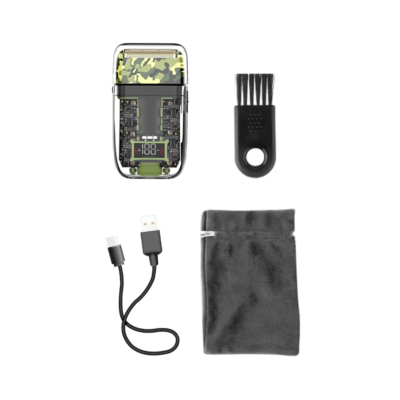 Kemei KM-TX7 Transparent Electric Shaver For Men Electric Razor Rechargeable Beard Shaver Floating Face Care Shaving Machine