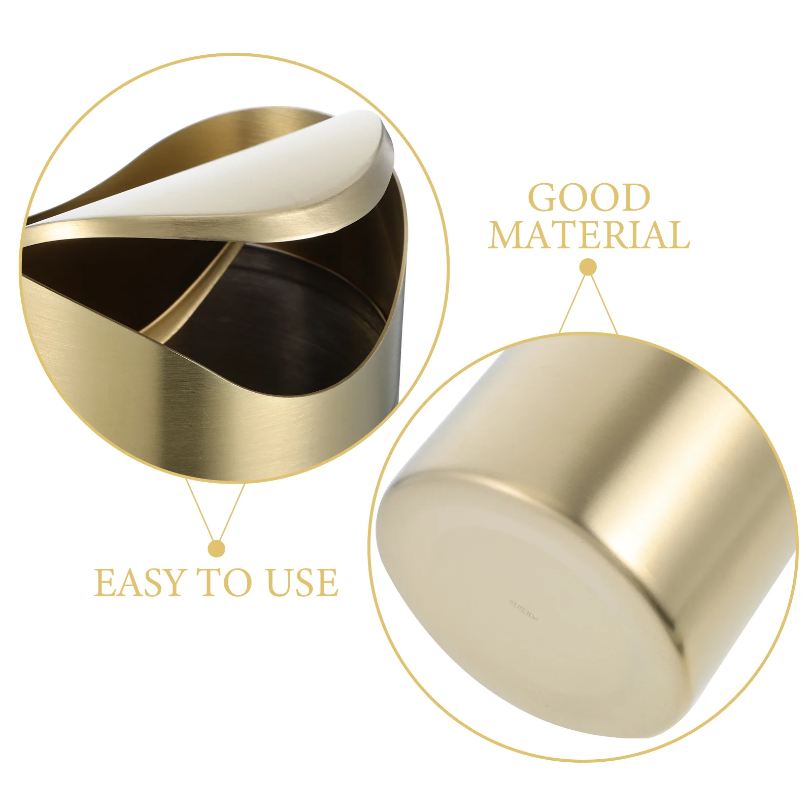 Stainless Steel Trash Can Desk Garbage Container Small Waste Bin Office Bathroom Living Room Metal Waste Paper Basket Car Trash