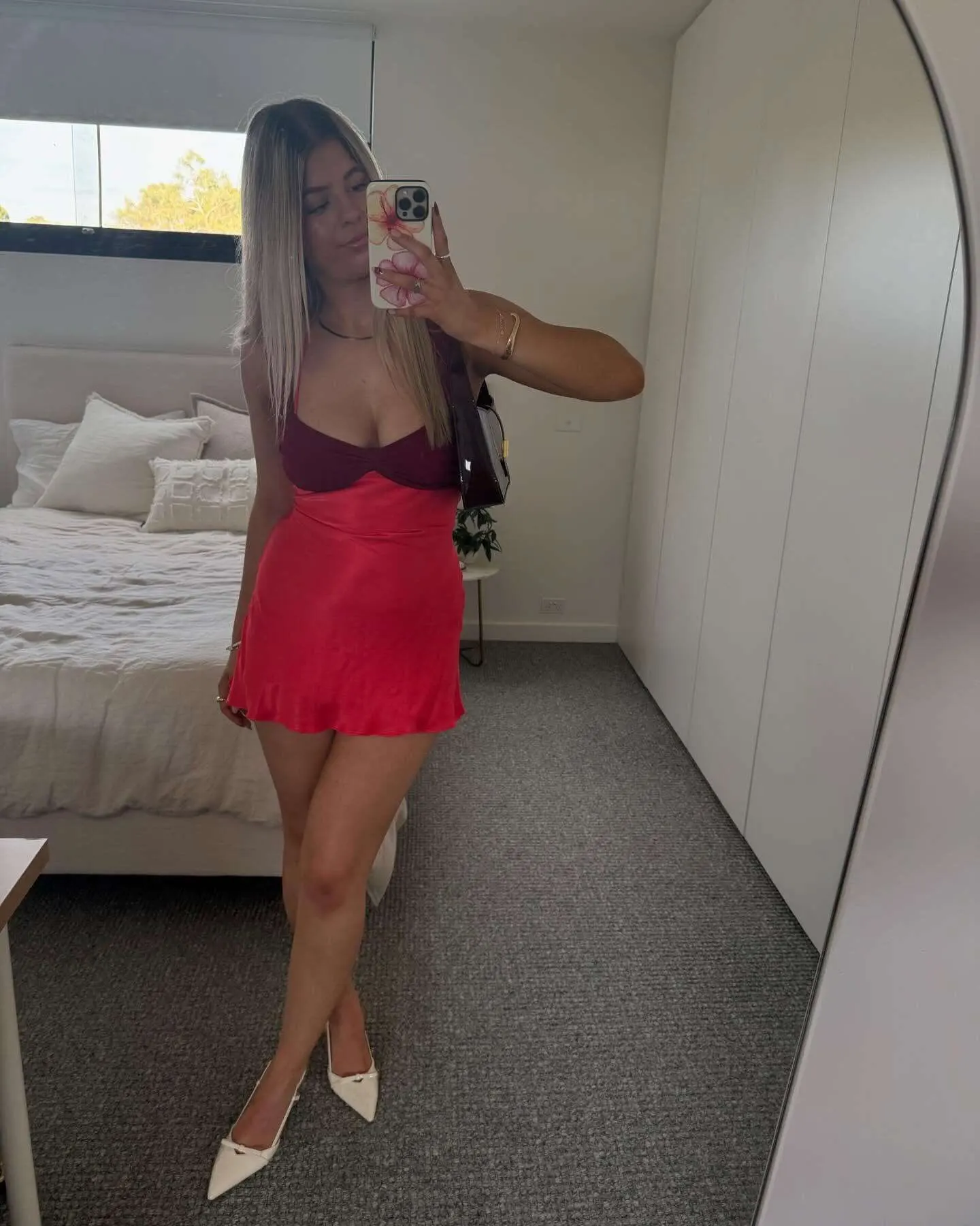 Vibrant Red Satin Mini Dress for Spring Parties & Vacations photo review