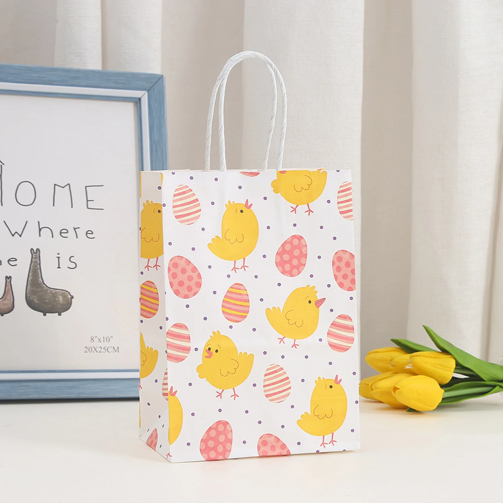 Easter Bunny Treat Bags 12 Pack with Handles - Cute Paper Goodie Bags for Candy Gifts and Party Favors - Holiday Fun