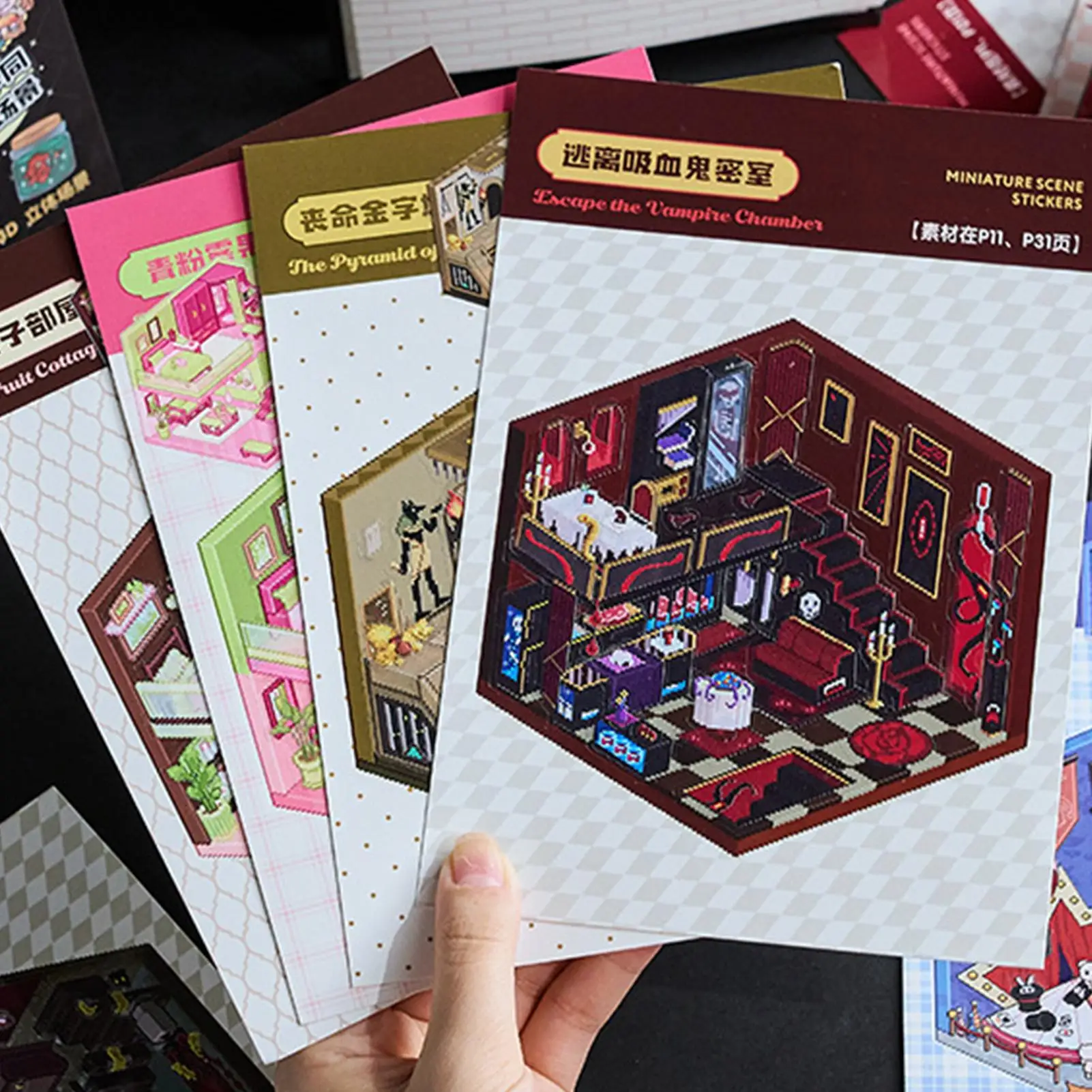 3D Sticker Scene Scary Room Large Stickers Collection Book Decorative Craft Decal Collection For Home Travel Scrapbooking