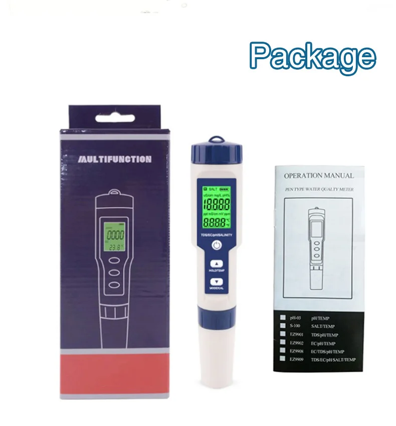 NOYAFA EZ-9909 5 in 1 TDS/EC/PH/Salinity/Temperature Meter Digital Water Quality