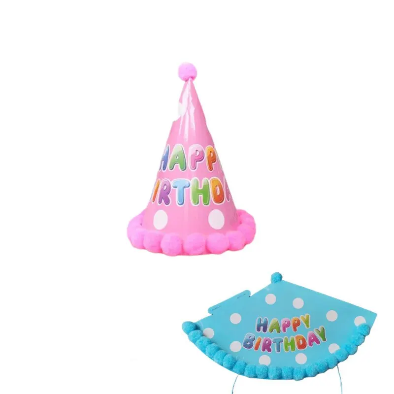 5Pcs Birthday Hat Raindrop Cotton Candy Children Birthday Party Decorations