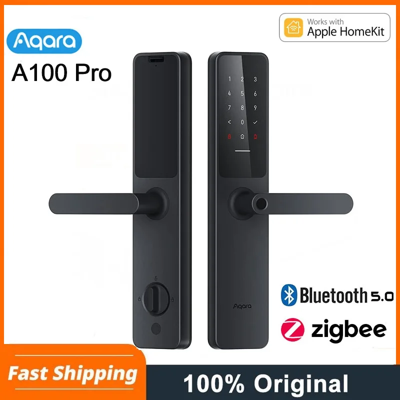 

Aqara A100 Pro Door Lock Zigbee Bluetooth 5.0 Smart Lock Apple Homekey Fingerprint Password Unlock Work with Apple Homekit