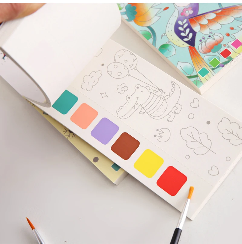 Kids Graffiti Picture Book Watercolor Draw Books with Brush Solid