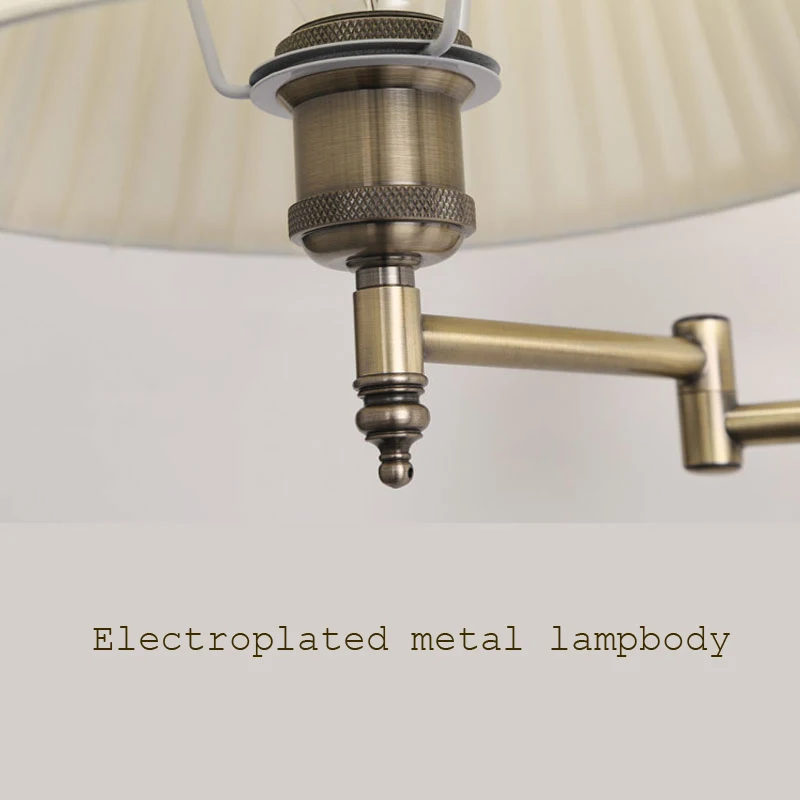 American Telescopic Wall Lamp Fabric Iron Folding Rocker Arm Lamp Creative Bedroom Bedside Study Reading Lighting led light led wall lamp wall light led reading light