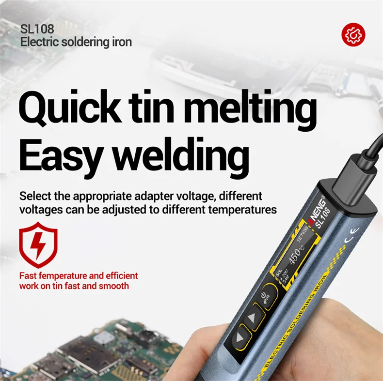 SL108 T12 Soldering Iron Portable 96w 100-450°C Adjustable Temperature Digital S