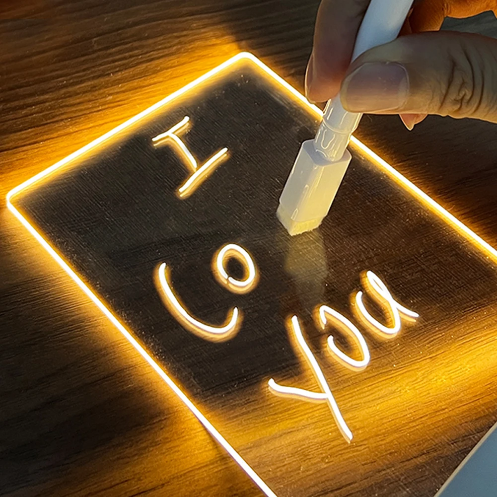 Lavagna Luminosa LED Acrilica Con Penna Per Messaggi - Luce Notte Scrivi E Cancella - 4