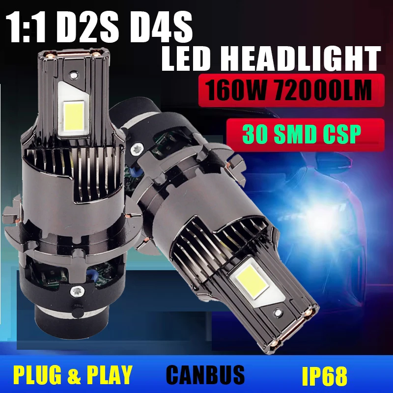 1:1 D2S светодиодный передняя фара 160W plug and play D2S canbus светодиодный Llight