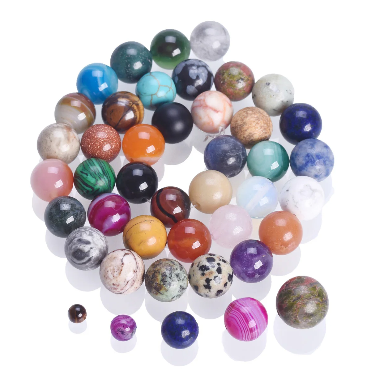 Natural Stone Round 4mm 6mm 8mm 10mm 12mm Loose Gemstone Beads For DIY Bracelet 
