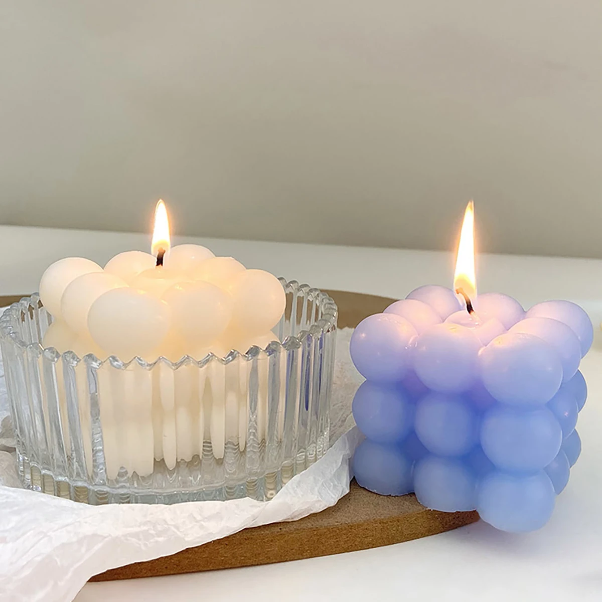 1pc Multicavity Geometry Magic Cube Aromatherapy Candle Mold Bubble Square Soap Silicone Mould Chocolate Cake Decor Ice Tray  ﻿