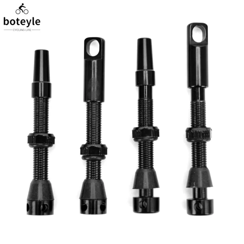 Tiges de Valve Presta sans tube pour vélo de route, 44/48mm, tige en alliage léger, noyau en laiton anodisé usiné CNC, noir