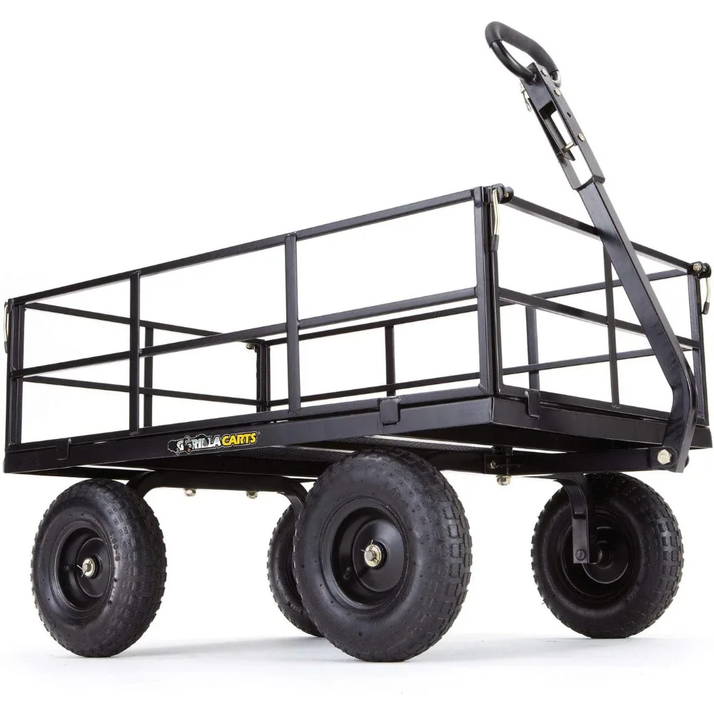 

Cart 9 Cubic Feet 1200 Pound Capacity Heavy Duty Durable Steel Utility Wagon Cart with Towing Handle and Removable Sides