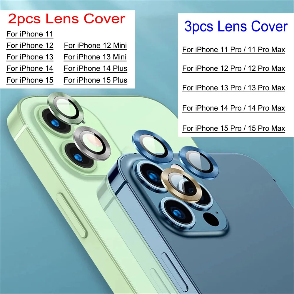 Metal Ring Camera Protectors with Lens Glass Film Cover