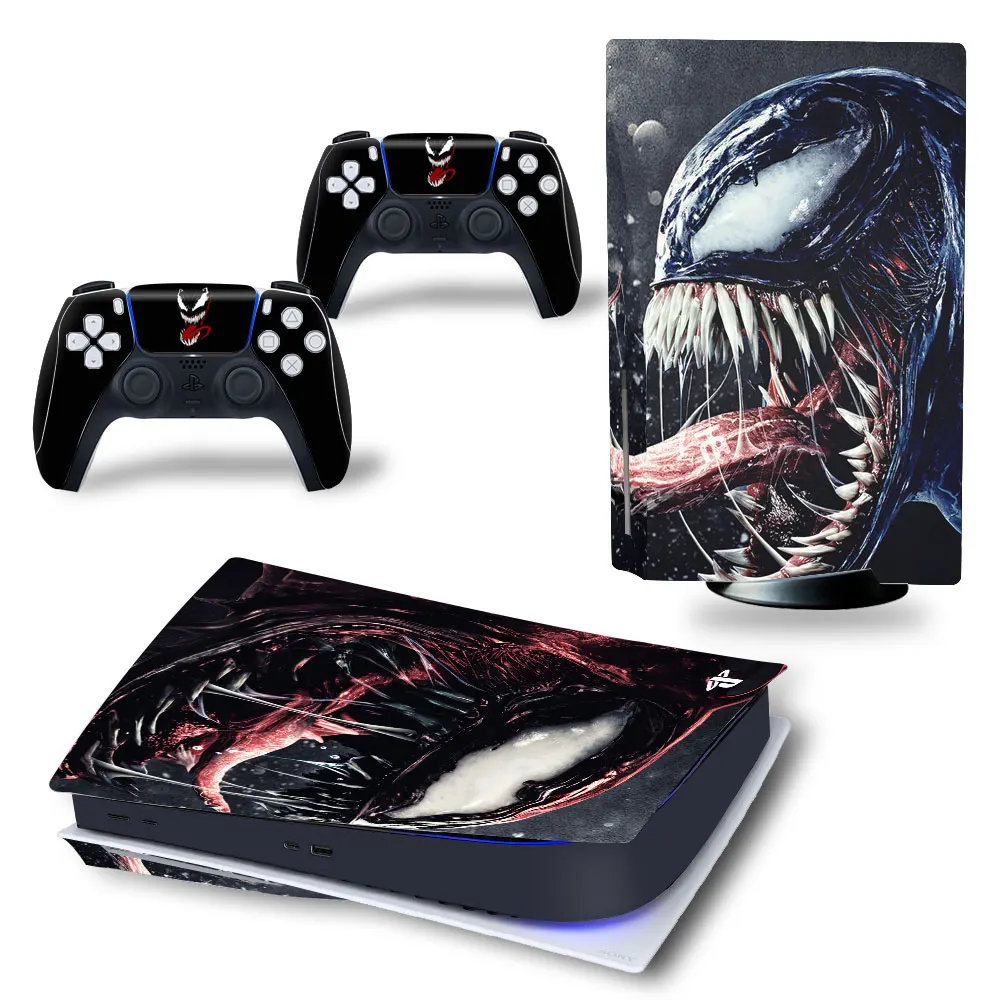 Marvel Venom PS5 Disc Edition Skin Sticker Cover Decal for PlayStation 5 Console and 2 Controllers PS5 Disc Skin Sticker Vinyl 