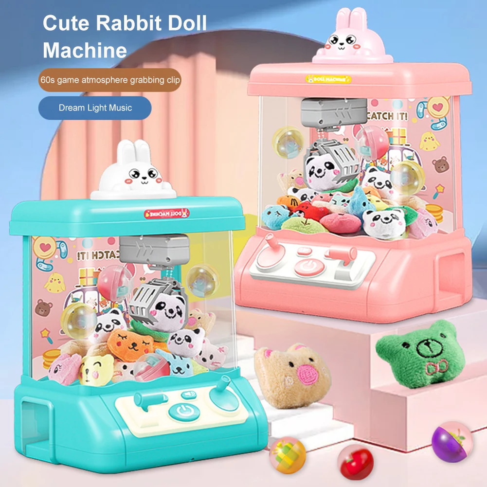 Automatic Cute Arcade Crane USB Charging Claw Catch Toy Machines with Music & Light Strong Grip Funny Children Toy 3