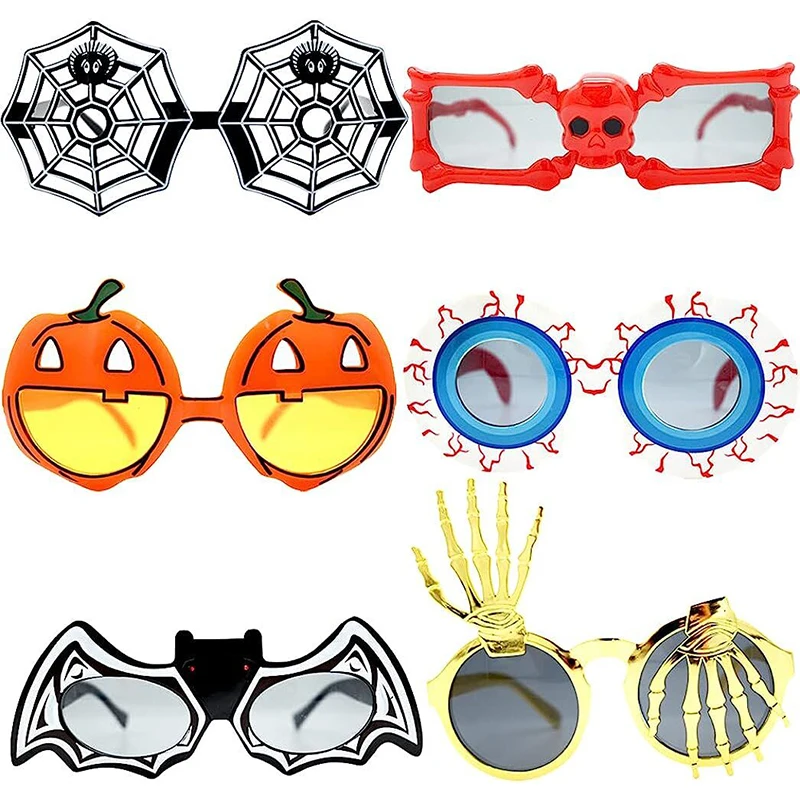 

Halloween Glasses, 6 Pcs Halloween Eyeglasses Funny Photo Props Pumpkin Bat Skeleton Shape Cosplay Sunglasses for Kids Adult, Ha