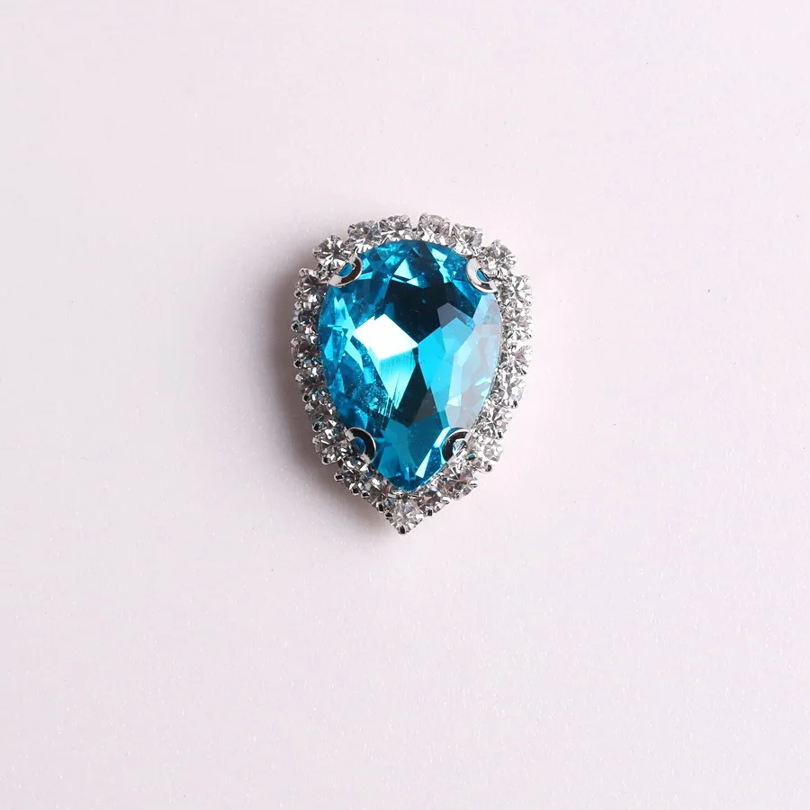 Water Drop Shape Glass Crystal Rhinestone Chain Sew on Beads for Clothes Shoes DIY Trim